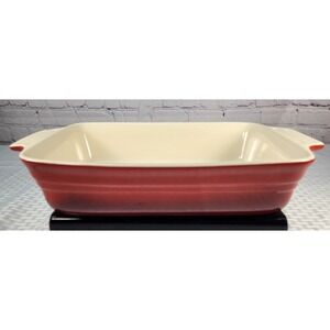 Colorz Fire Red Ambre Casserole Baking Dish Serving Graduated Color Stoneware